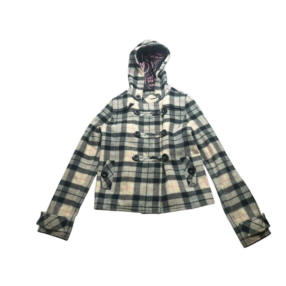 PINK‎ Victoria's Secret Plaid Coat Small Preppy Y2k Retro Winter Rare